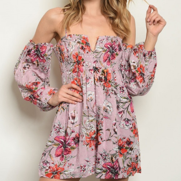 Trend Setter Diva Boutique Pants - GIRLY & FLIRTY MAUVE FLORAL ROMPER